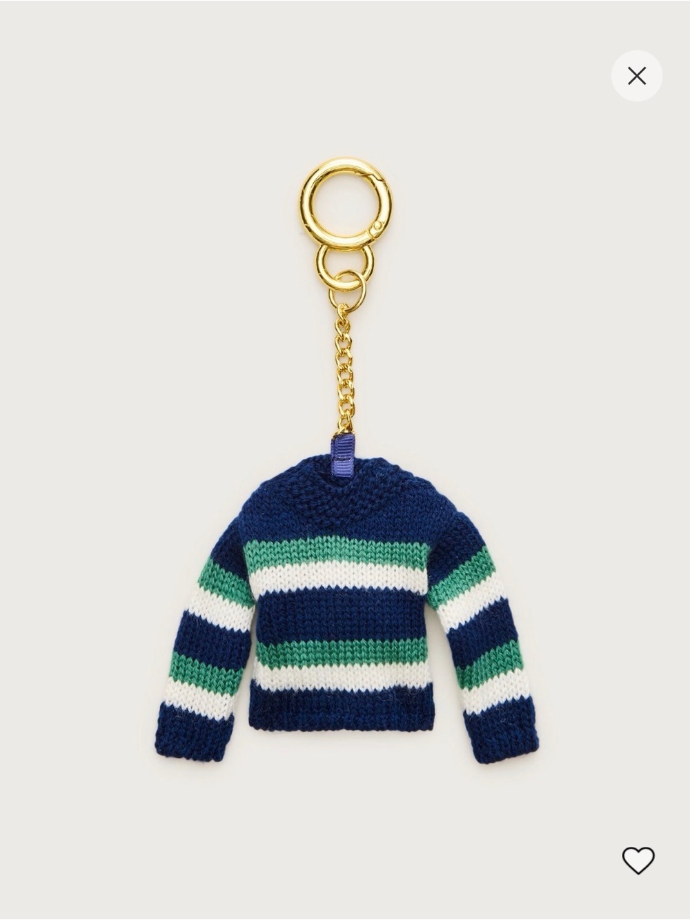 J. Crew Striped Mini Sweater bag charm or Keychain - Navy, Green & White